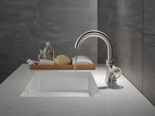 Delta Trinsic® Stainless 9" Single Handle Wheel Bathroom Faucet-1
