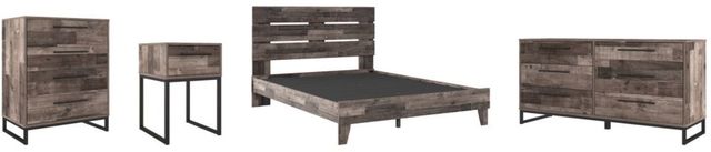 Signature Design by Ashley® Neilsville 4-Piece Multi Gray Queen Panel Platform Bed Set-0