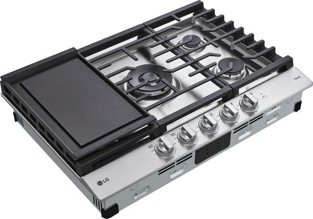 LG 30" Stainless Steel Gas Cooktop with UltraHeat™ Dual Burner and LED Knobs-4