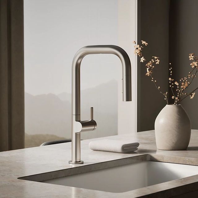 KOHLER® Components® Vibrant Stainless 18" Touchless Kitchen Sink Faucet with 2-Function Sprayhead-1