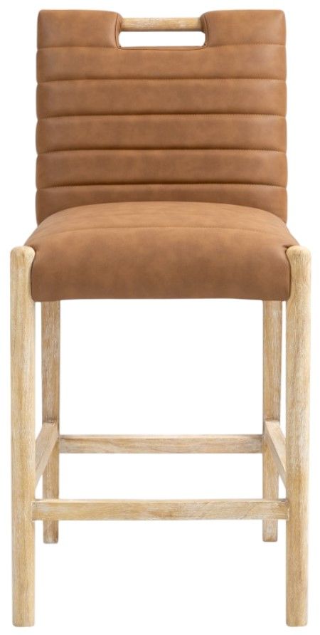 Meridian Furniture Aimee Cognac/Natural Leather Counter Stool-1