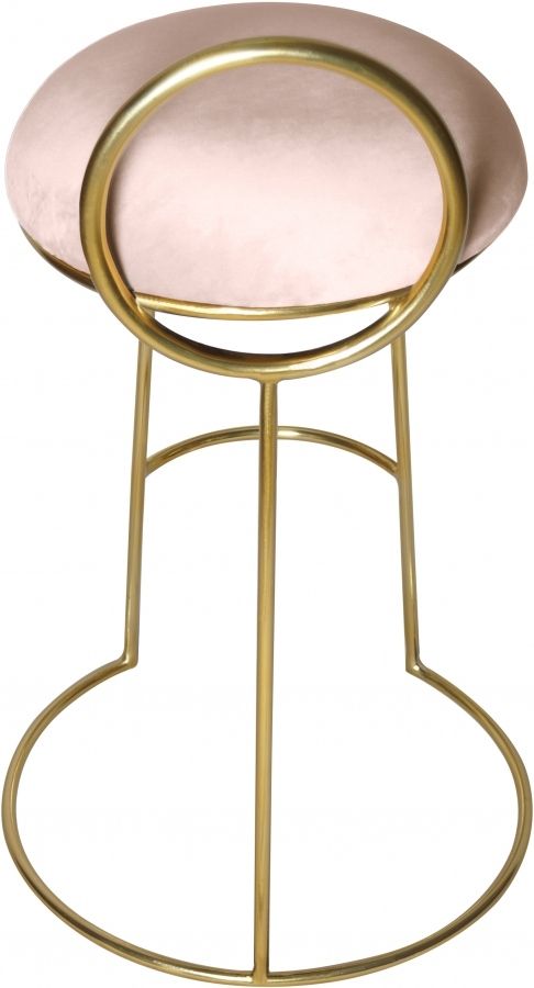 Meridian Furniture Ring Pink Velvet Counter Stool-2
