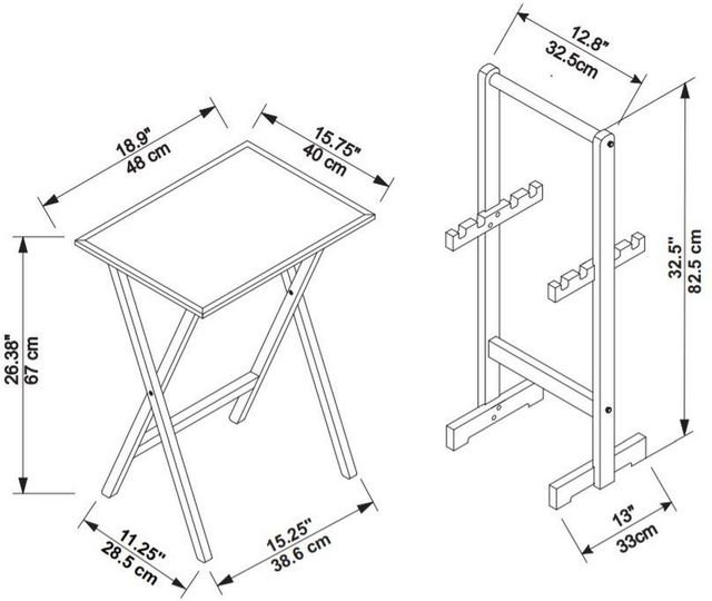 Linon Marlowe Natural Tray Table Set-2