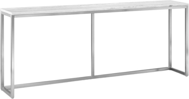 Magnussen Home® Esme White Marble Sofa Table with Brushed Nickel Base-0