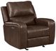 New Classic® Home Furnishings Linton Brown Leather Glider Recliner Chair with Power Footrest-0