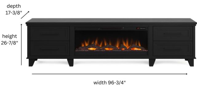 Legends Home Real Cozy Sonoma Seal Skin Black 95" Fireplace TV Stand-2