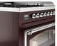 Ilve® Nostalgie II Noblesse 48'' Burgundy Pro Style Dual Fuel Range with Chrome Trim-4