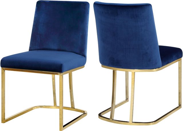 Meridian Furniture Heidi Navy/Gold Velvet Dining Chair-3