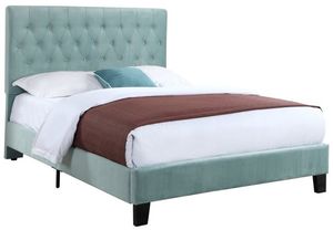 view of the Emerald Home Amelia Light Blue Queen Upholstered Bed
