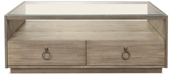 Riverside Furniture Sophie Glass Top Rectangular Coffee Table with Natural Base-0