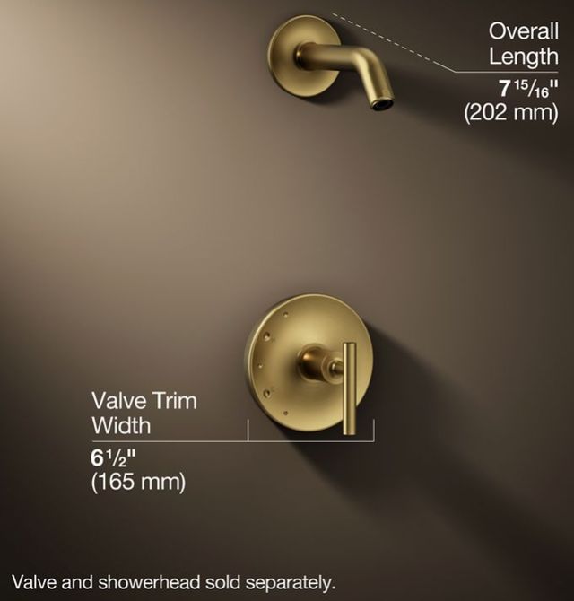 KOHLER® Purist® Rite-Temp® Vibrant Brushed Moderne Brass Shower Trim Kit with Lever Handle-2