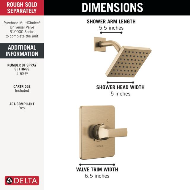 Delta Velum™ Monitor® 14 Series Champagne Bronze Shower Trim-3