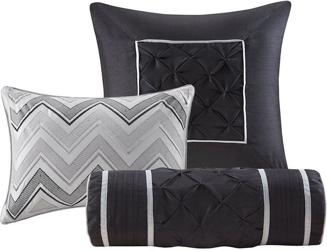 Olliix by Madison Park Laurel 7 Piece Grey King Tufted Comforter Set-2