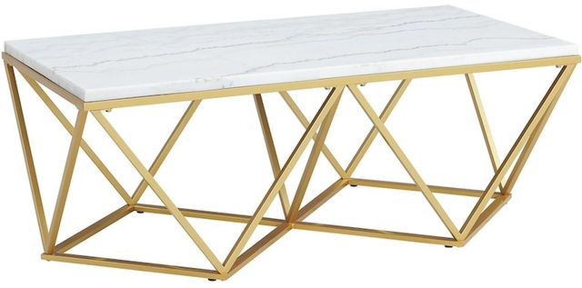 Elements International Riko 2-Piece White Occasional Table with Gold Frame Set-1