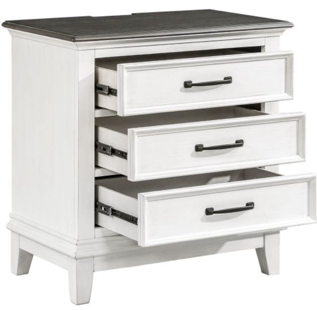 Mazin Furniture Chesterton Antique White/Dark Brown Nightstand-2