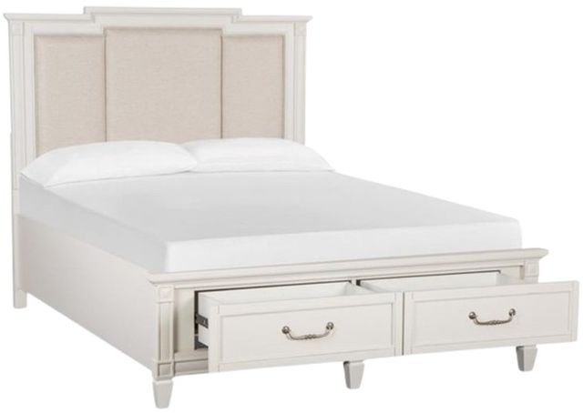 Magnussen Home® Willowbrook Egg Shell White/Natural Upholstered Queen Panel Storage Bed-2