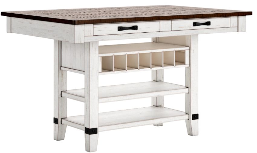 Signature Design by Ashley® Valebeck Brown Counter Height Dining Table with White Pedestal 