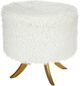 A & B Home Shearling Brown/White Ottoman-0