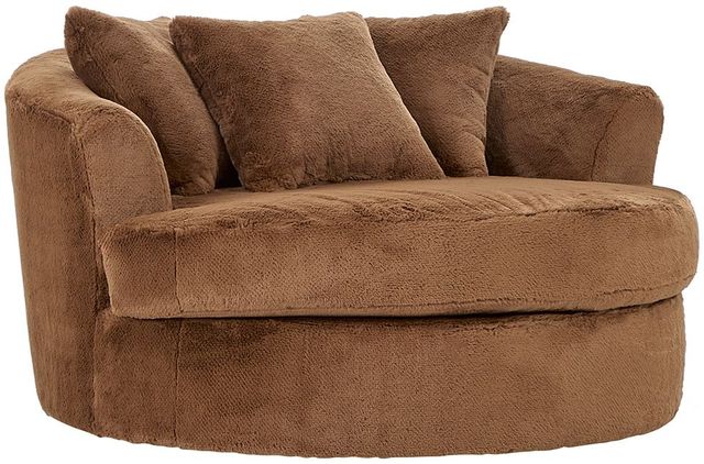 Hughes Furniture® 13600 Winter Camel Barrel Swivel Chair-0