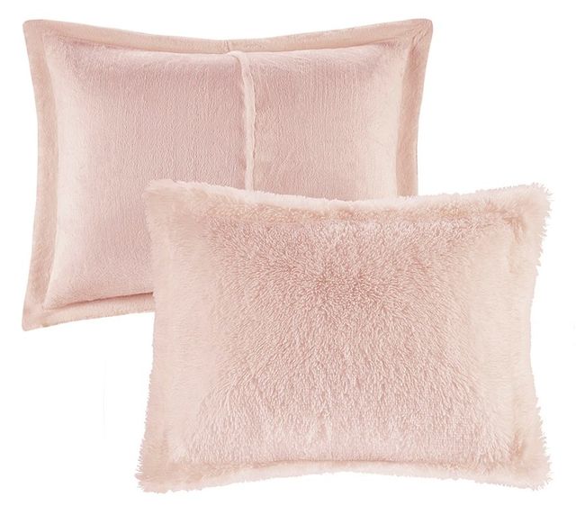 Olliix by Intelligent Design Malea Blush Full/Queen Shaggy Faux Fur Comforter Mini Set-1
