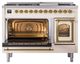 Ilve® Nostalgie II Noblesse 48'' Antique White Pro Style Dual Fuel Range with Brass Trim-3