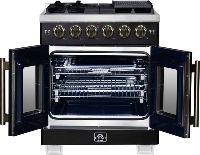 FORNO® Capriasca Series Alta Qualita 30" Black Pro Style Gas Range-3