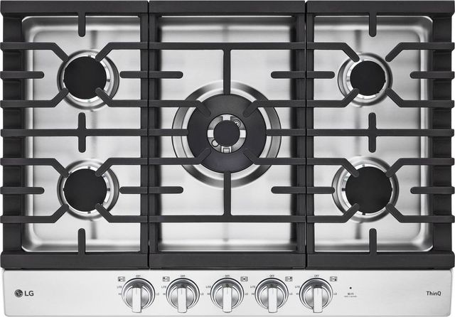 LG 30" Stainless Steel Gas Cooktop with UltraHeat™ Dual Burner and LED Knobs-2