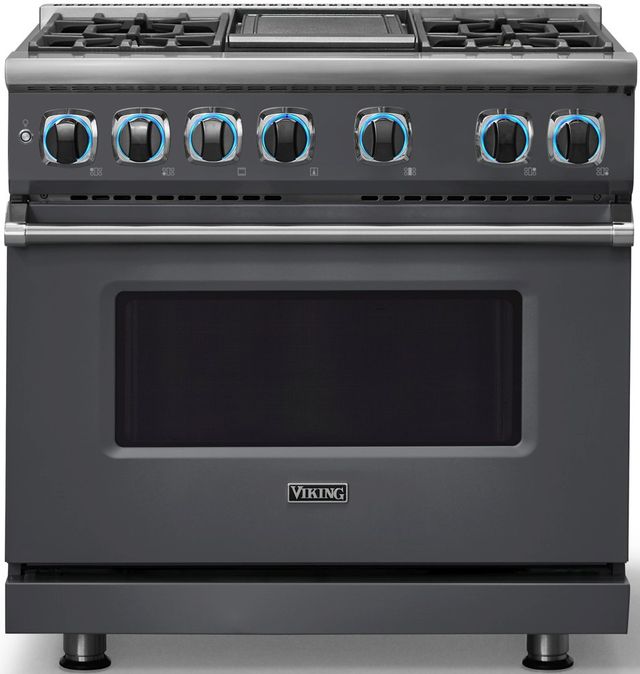 Viking® 7 Series 36" Cast Black Pro Style Dual Fuel Range with 12" Reversible Griddle-3