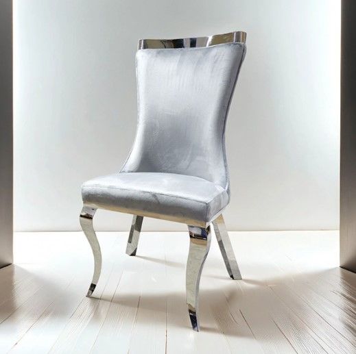 Furniture of America® Basilicata 2-Piece Gray/Silver Dining Chair Set-1