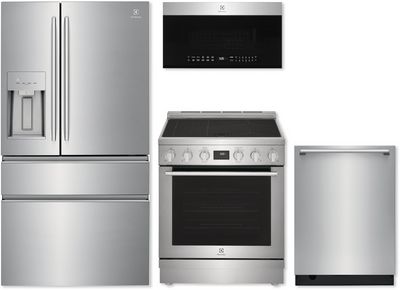Front view of the Electrolux 4 Piece Stainless Steel Kitchen Appliance Package