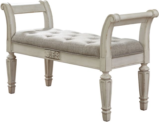 Signature Design by Ashley® Realyn Antique White Accent Bench-1