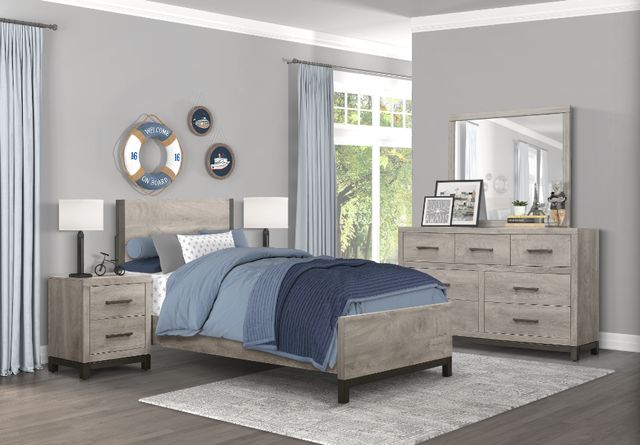 Homelegance® Zephyr Gray Twin Panel Bed-3
