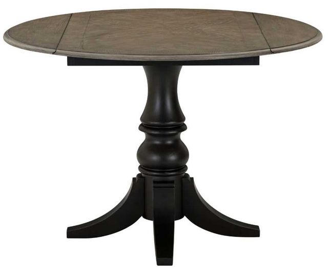 Liberty Furniture Magnolia Manor Weathered Bark Dining Drop Leaf Table with Antique Black Base-2