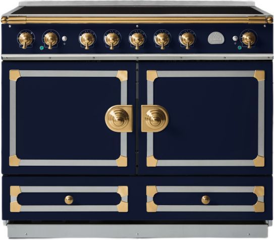 La Cornue CornuFé 90 Albertine 36" Goodwood Blue Pro Style Induction Range with Brushed Brass Trim-0