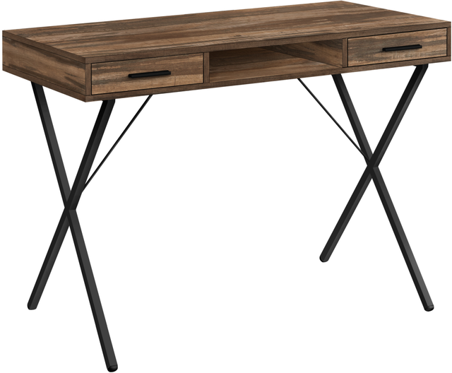 Monarch Specialties Inc. Black Metal/Brown Reclaimed Wood Computer Desk-0