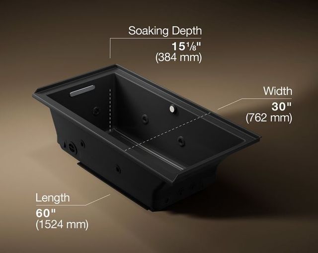 KOHLER® Underscore® Black 60" X 30" Alcove Heated Bubblemassage™ Air Bath with Whirlpool - Left Drain-2