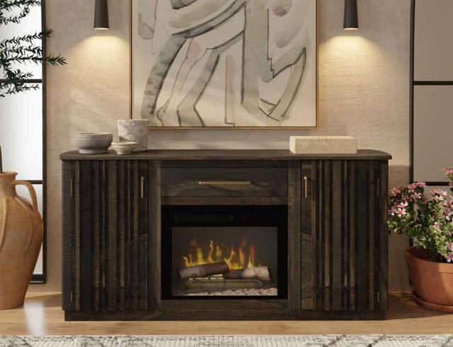 International Furniture Direct Dark Mezquite Stained Dark TV Stand-1