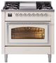 Ilve® Nostalgie II Noblesse 36'' Antique White Pro Style Dual Fuel Range with Chrome Trim-0