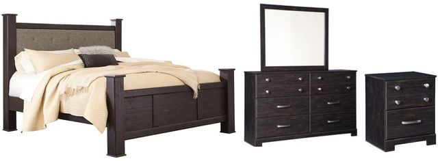 Signature Design by Ashley® Reylow 5-Piece Dark Brown Queen Poster Bed Set-0