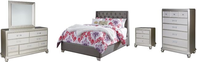 Signature Design by Ashley® Coralayne 5-Piece Gray Youth Full Upholstered Panel Bed Set-0