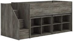 Signature Design by Ashley® Frandern Warm Gray Twin Loft Bed with Bookcase Storage