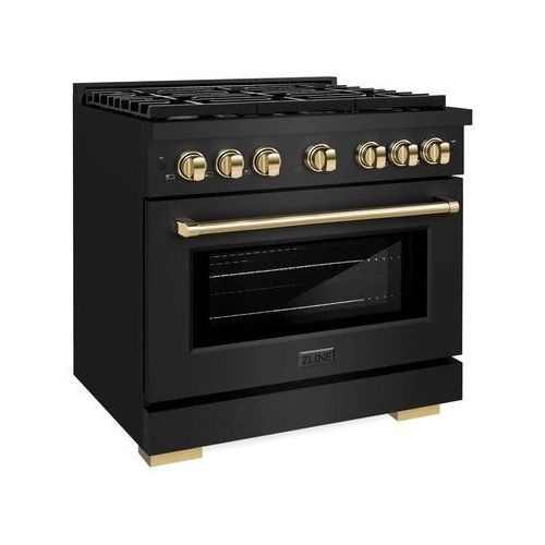 ZLINE Autograph Edition 36" Black Stainless Steel Pro Style Gas Range with 6 Burner Cooktop-2