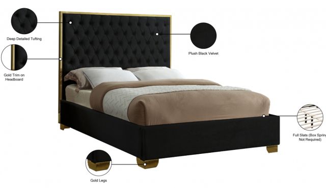 Meridian Furniture Lana Black King Upholstered Panel Bed-1