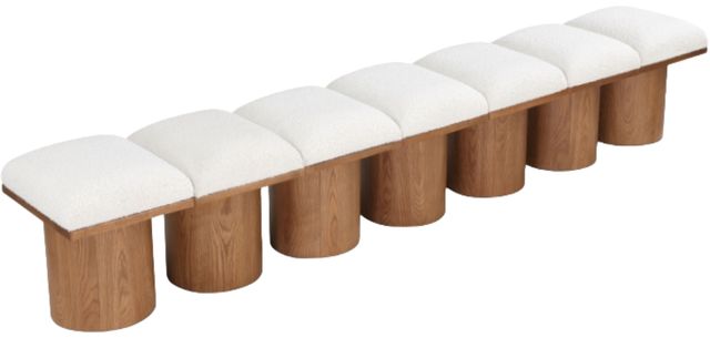 Meridian Furniture Pavilion 7-Piece Cream/Walnut 126" Modular Bench Set-1