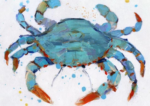 Classy Art Bubbly Blue Crab by Sally Swatland Wall Art-1