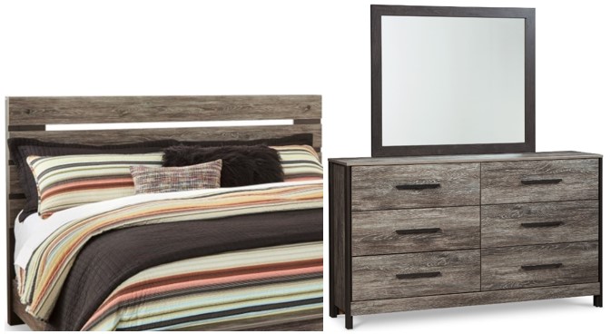 Signature Design by Ashley® Cazenfeld 3-Piece Black/Gray King/California King Panel Headboard Bed Set