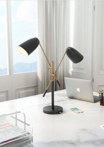 Zuo® Modern Tanner Matte Black/Brass Table Lamp-1
