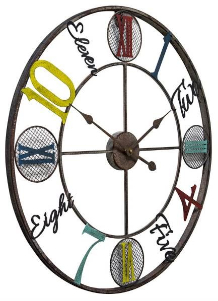 YHD Whimsical Design Black/Blue/Light Blue/Red/Yellow Wall Clock-2