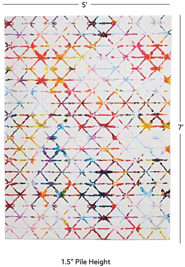 Linon Motif Printed Faux Rabbit Felix 5'x7' Area Rug-2