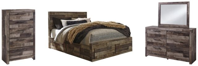 Benchcraft® Derekson 4-Piece Multi Gray Queen Panel Storage Bed Set-0